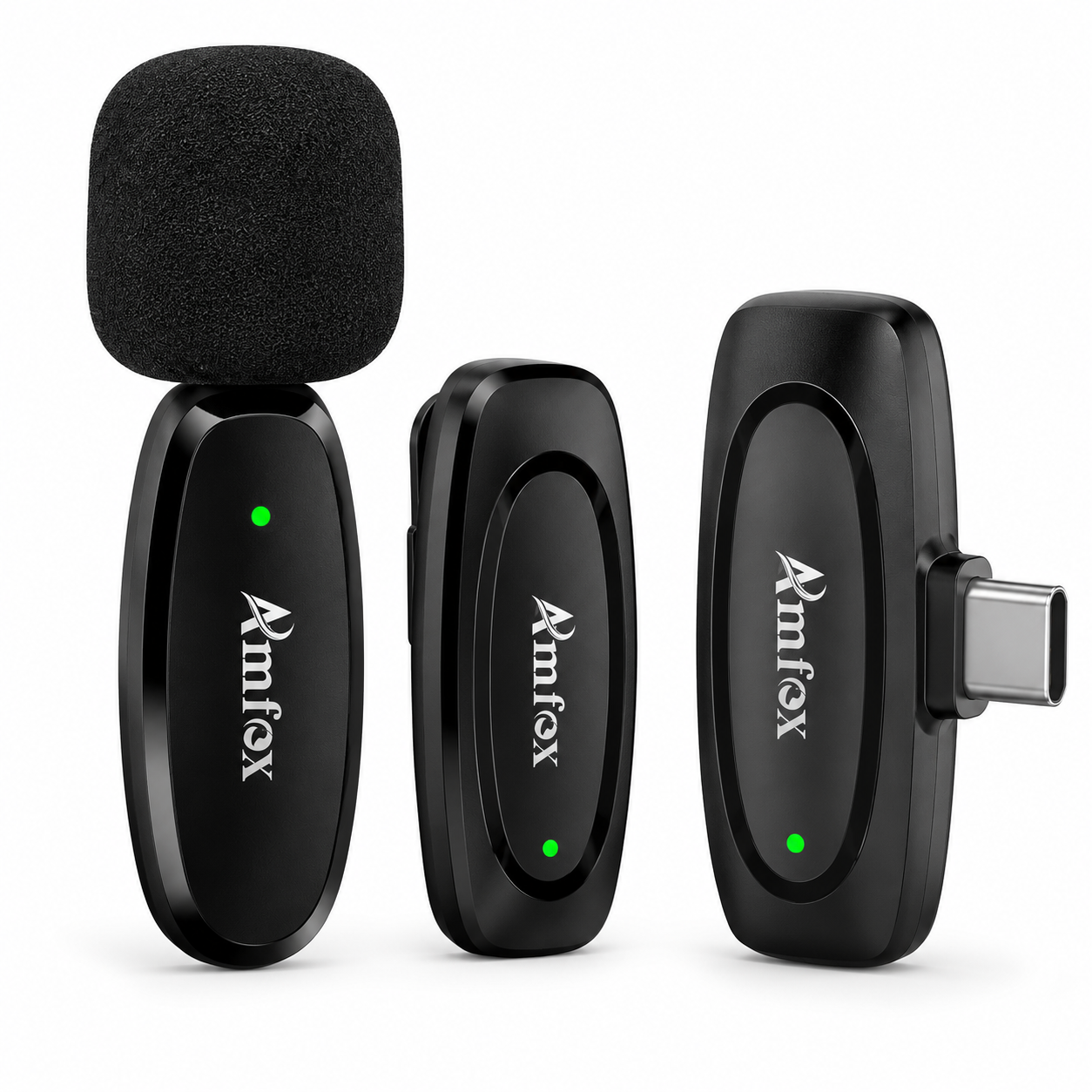 Amfox AM-22 Wireless Microphone | 20H Battery | Type-C | 20m Range | Hi-Res Audio