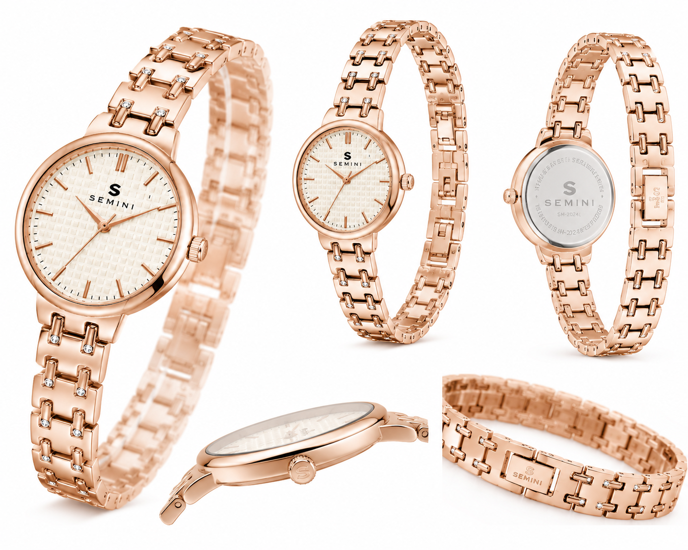 Rose Gold Crystal Analog Watch for Women | Premium Stainless Steel Bracelet | Quartz Movement