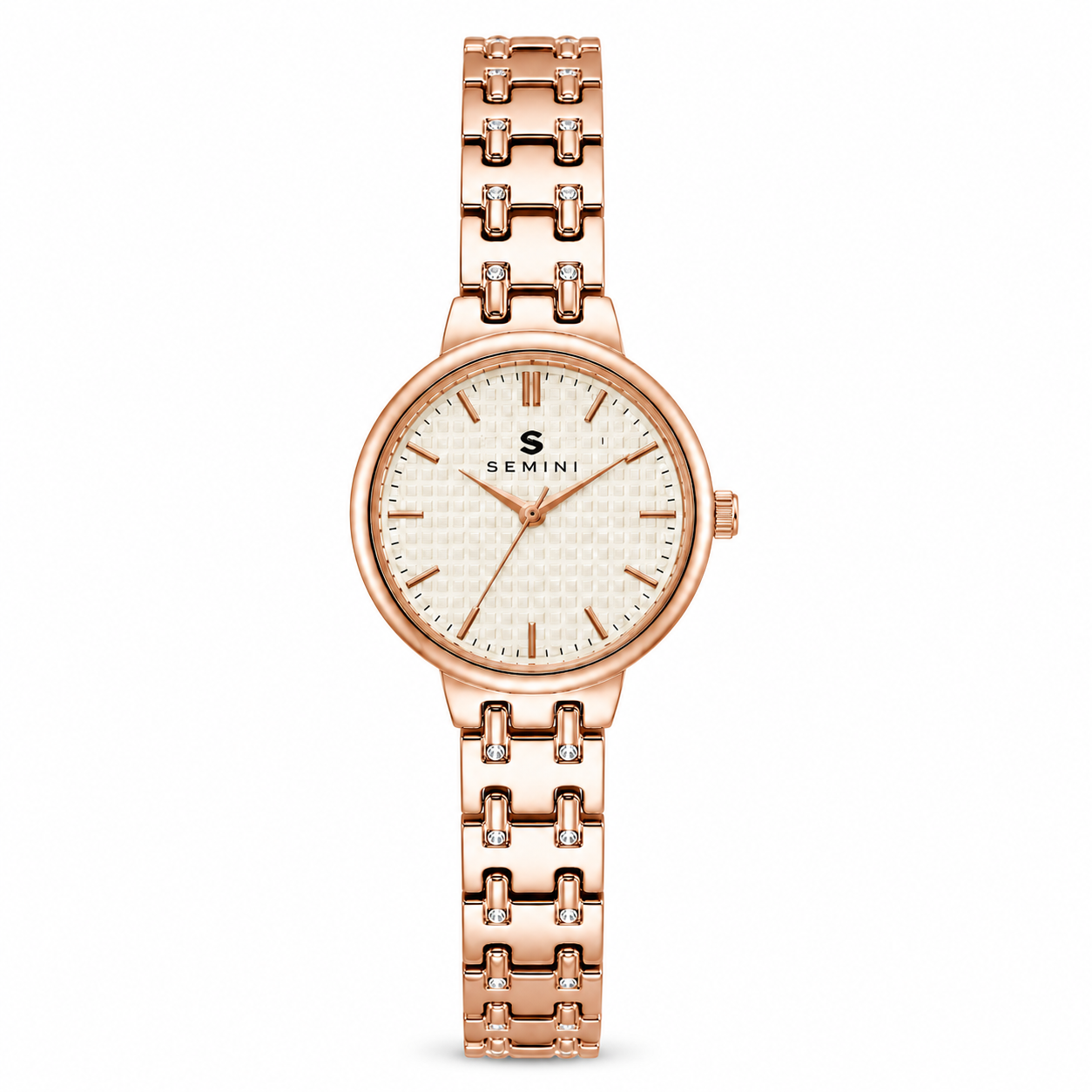 Rose Gold Crystal Analog Watch for Women | Premium Stainless Steel Bracelet | Quartz Movement