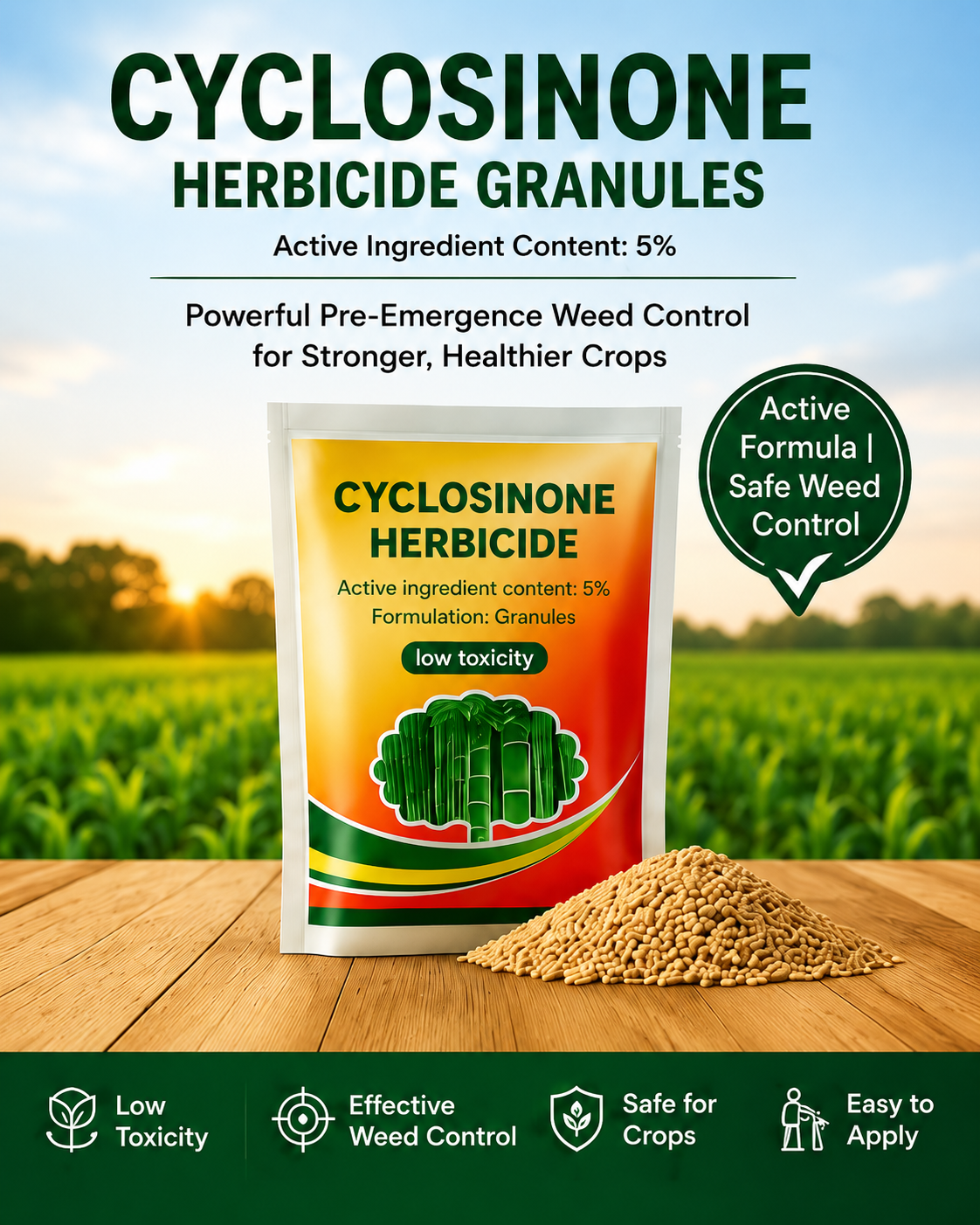 Cyclosinonie Herbicide Granules (Buy 1 Get 1 Free) | 5% Active Ingredient | Low Toxicity Weed Control | Safe for Use Near Bamboo & Trees | Granular Weed Remover | Non-Toxic Plant Care Solution