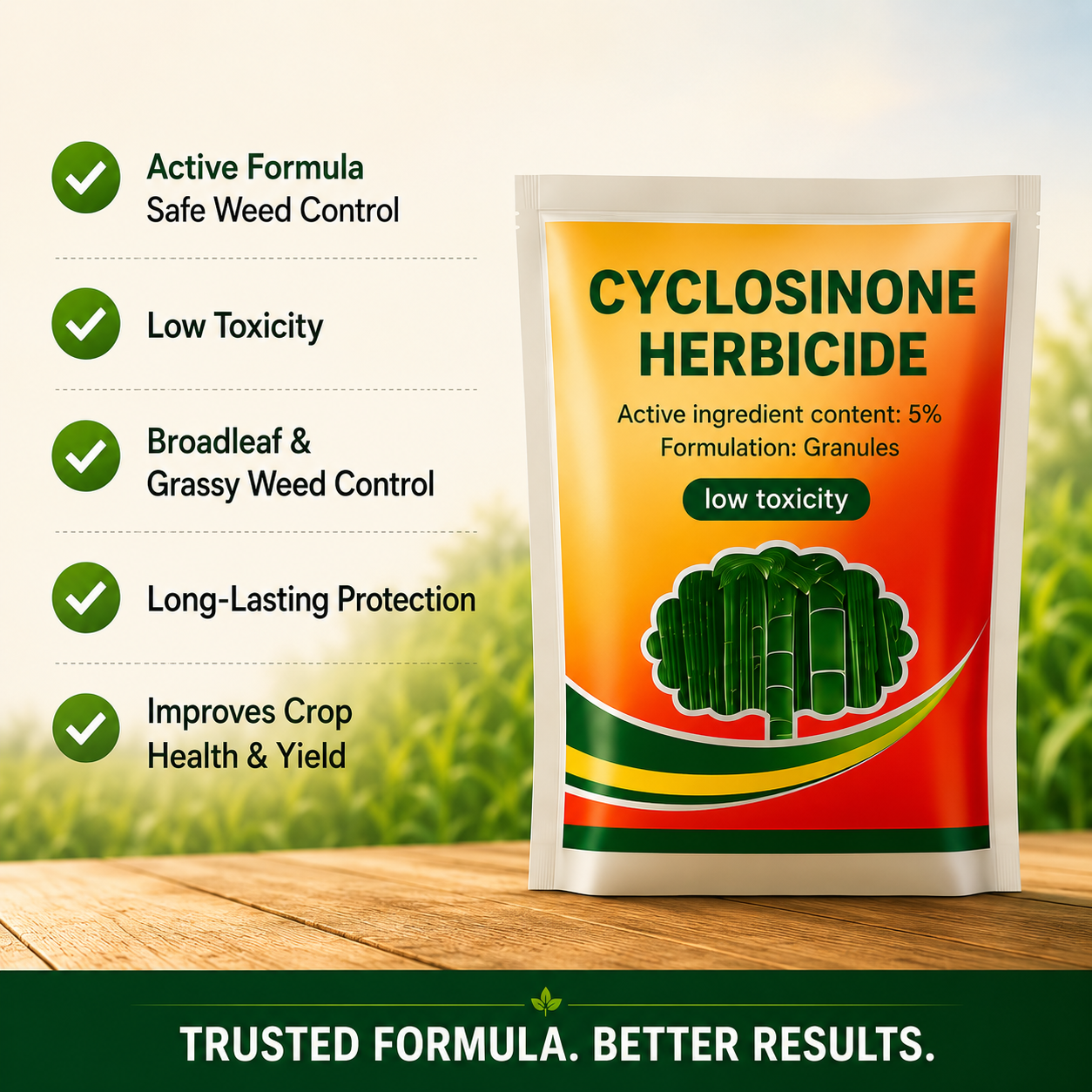 Cyclosinonie Herbicide Granules (Buy 1 Get 1 Free) | 5% Active Ingredient | Low Toxicity Weed Control | Safe for Use Near Bamboo & Trees | Granular Weed Remover | Non-Toxic Plant Care Solution