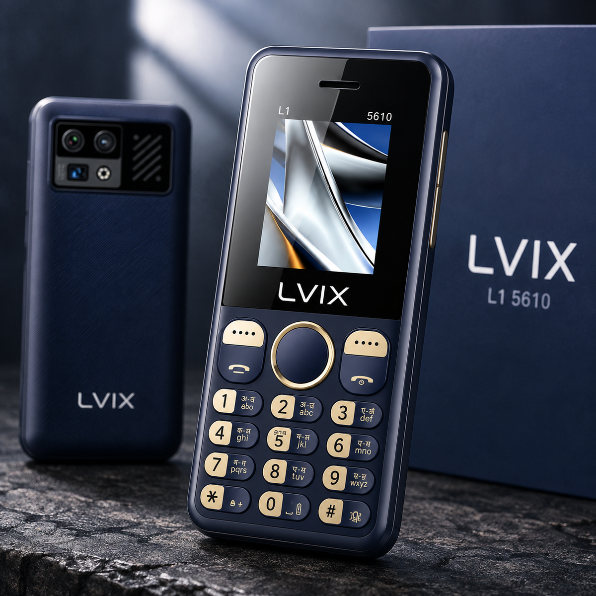 Lvix L1 5610 Dual SIM Keypad Mobile (Dark Blue) with 1.77-inch Display, 3000 mAh Battery, Bluetooth & FM