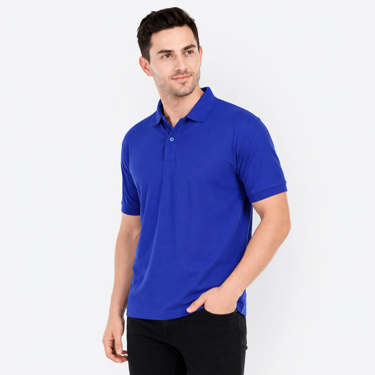 White Label Polo T-Shirt | Premium Spun Matty Fabric | 220 GSM | Sweat-Free | Regular Fit | Royal Blue