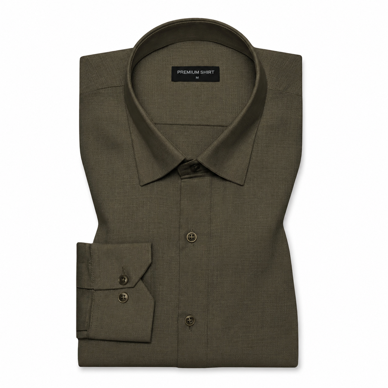 Olive Textured Linen Shirt For Men