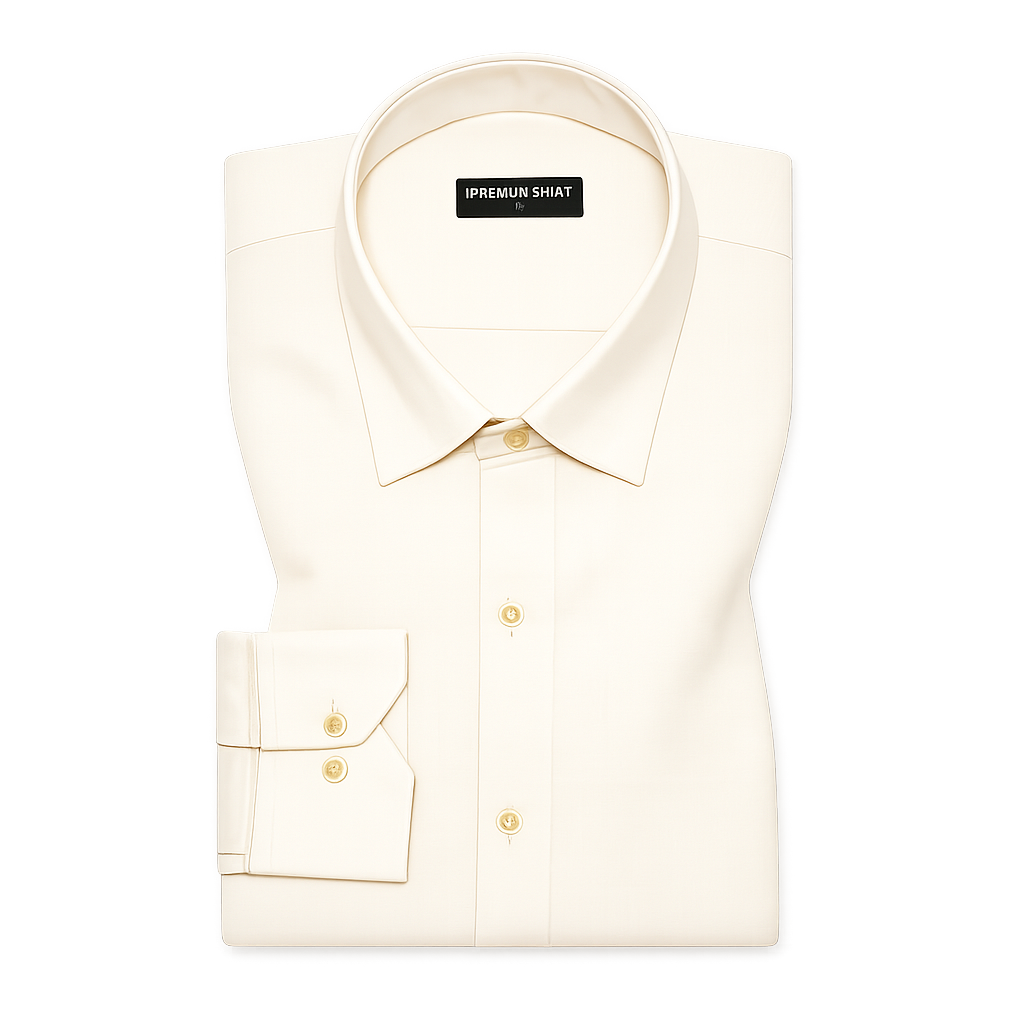 Cream Textured Linen Shirt For Men