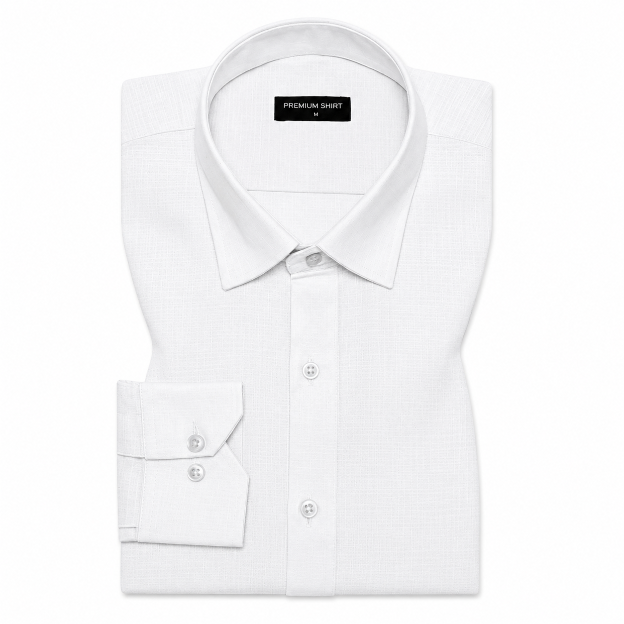 White Textured Linen Shirt For Men