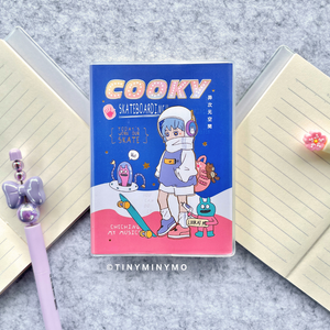 Cool Boy Pocket Diary and Pen in Skateboarding Design on a Textured Surface - Tinyminymo