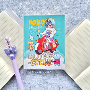 Cool Boy Pocket Diary and Pen in Motor-Cycle Design on a Textured Surface - Tinyminymo