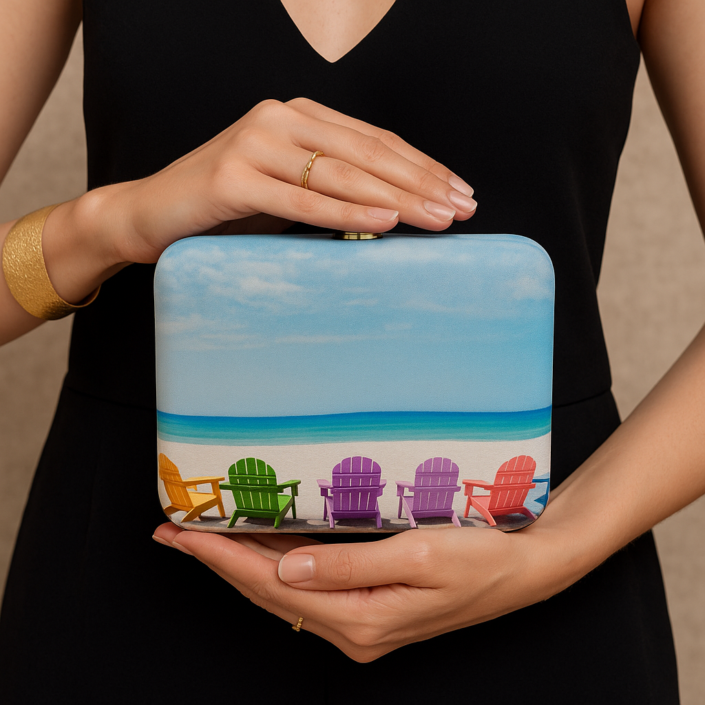 Paradise Vibes Ethnic Box Clutch & Sling Bag