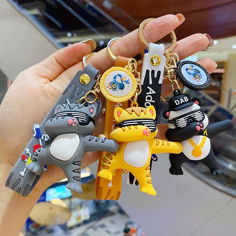 Dab Panda and Cat 3D Keychain