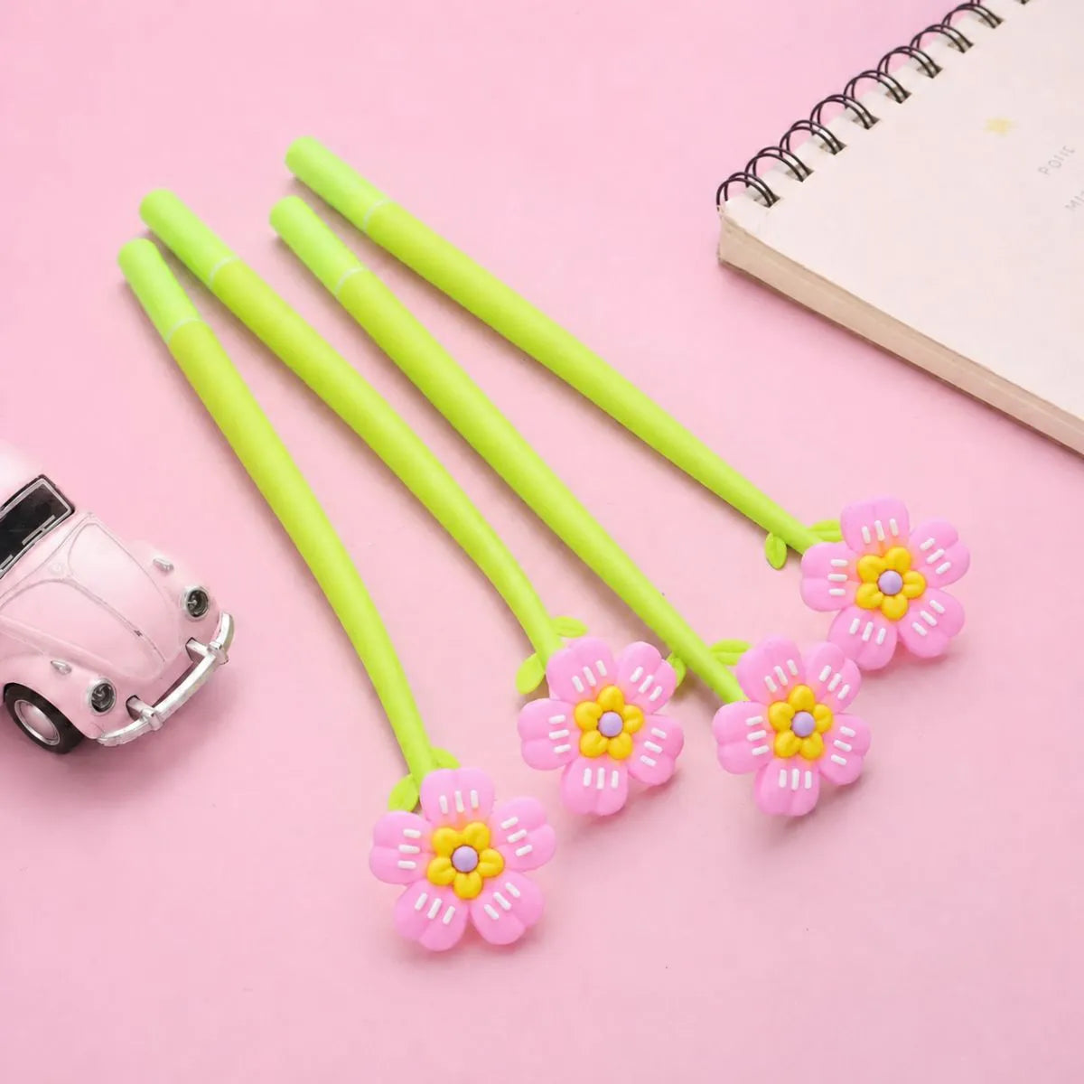Four Pink Color Flower Pens - Tinyminymo