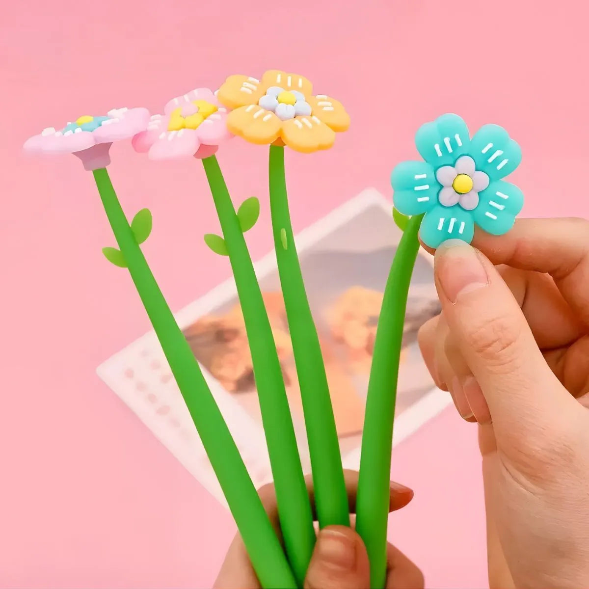 Teal Color Flexible Flower Pen - Tinyminymo