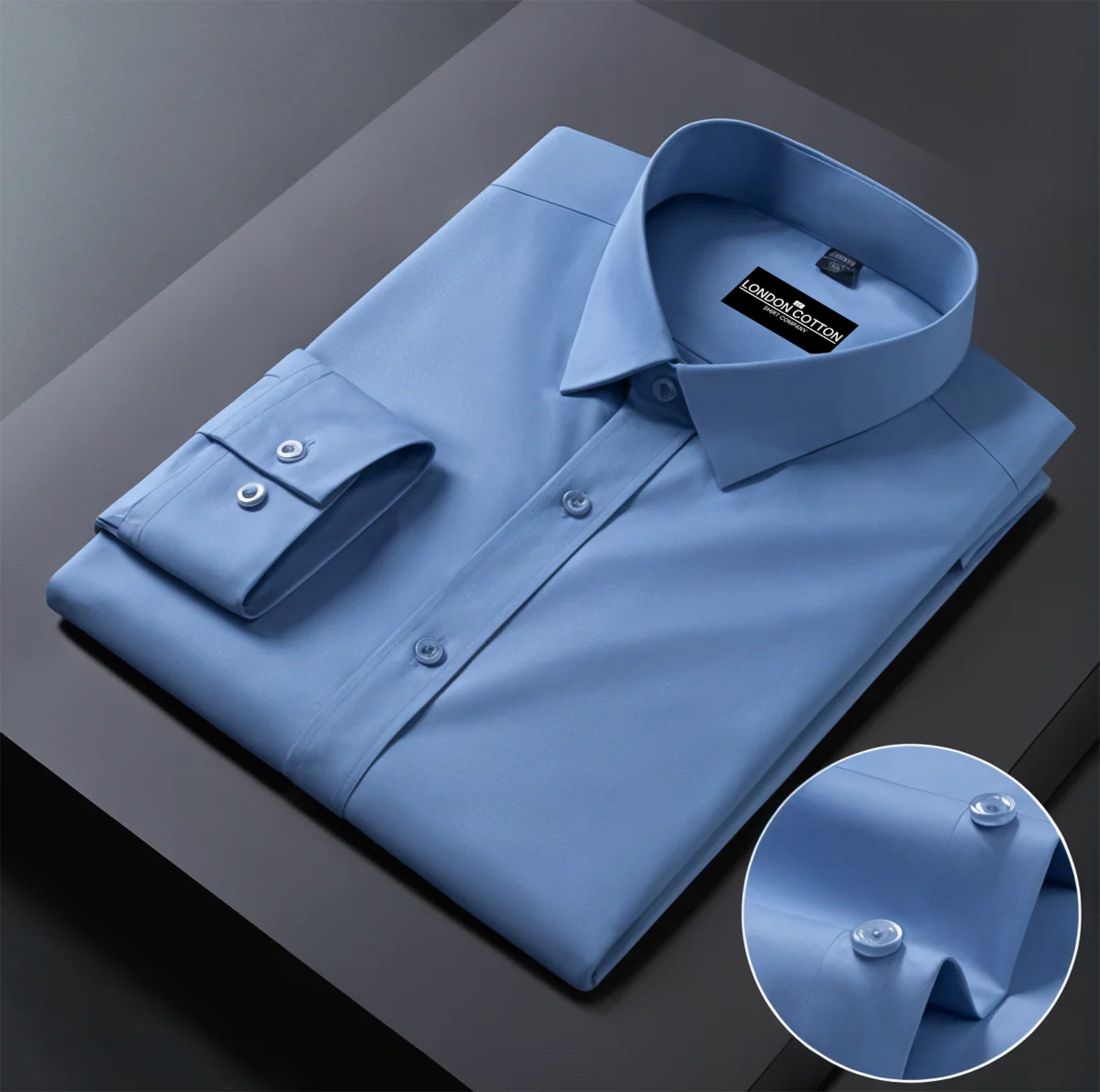 Premium Cotton Solid Shirt for Man (Denim Blue)