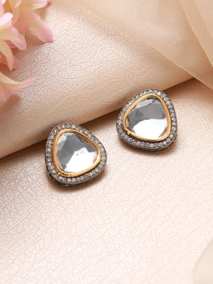 Rose-Gold Plated AD Stone Studded Stud Earrings - Jazzandsizzle