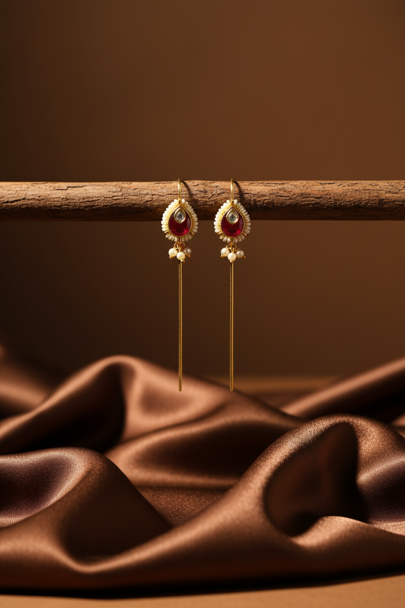 Jazz And Sizzle Gold Plated Artificial Stone Studded & Beaded Ear Cuff