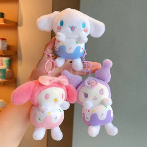 Three colorful Plush Keychains in Sanrio Characters - Tinyminymo