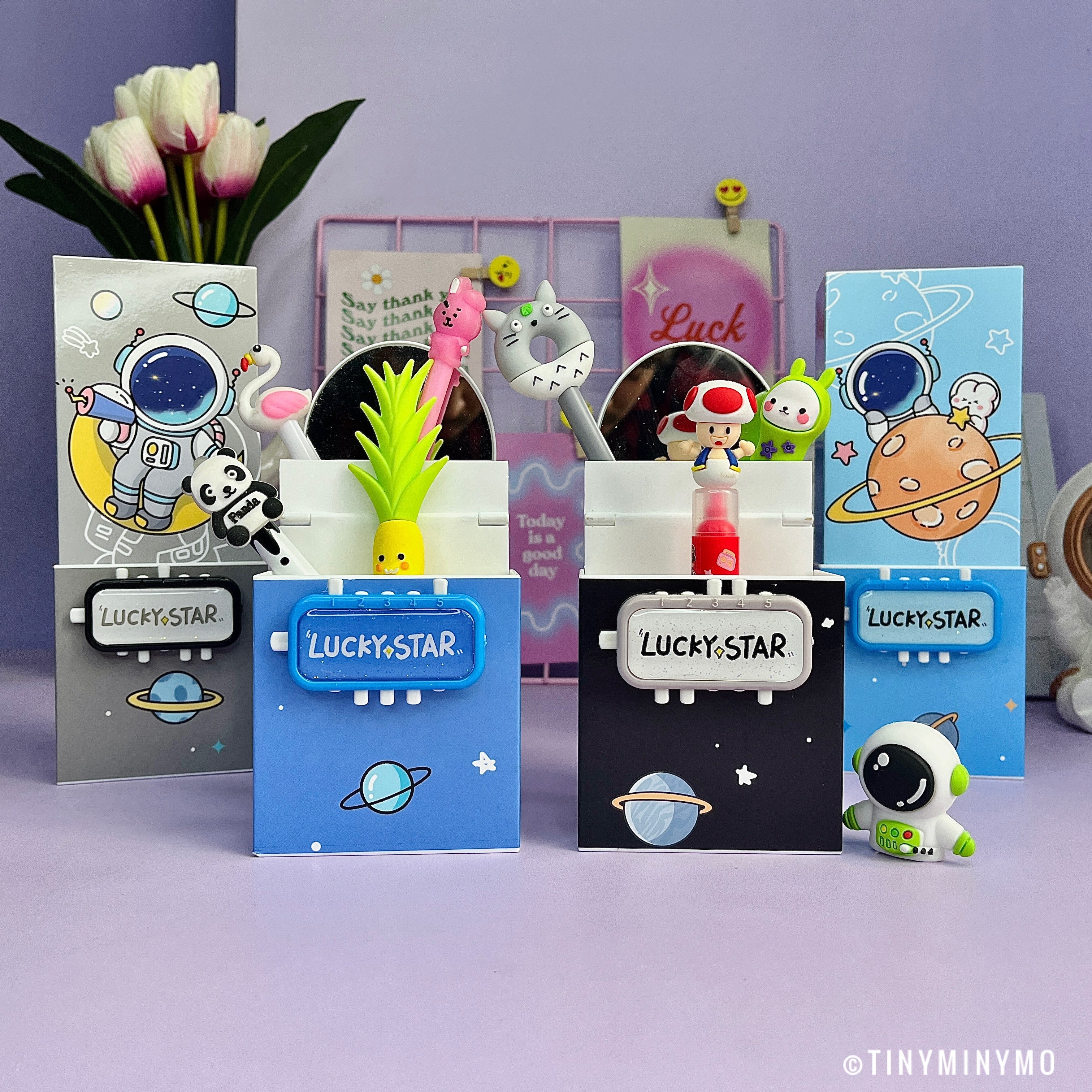 Lockable pencil box cum pen stand - Astronaut