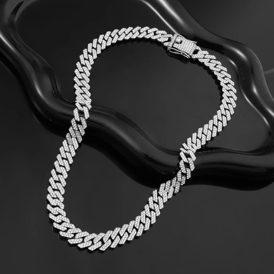 Jazz And sizzle Silver Cuban Chain Moissanite Hip Hop Men Necklace