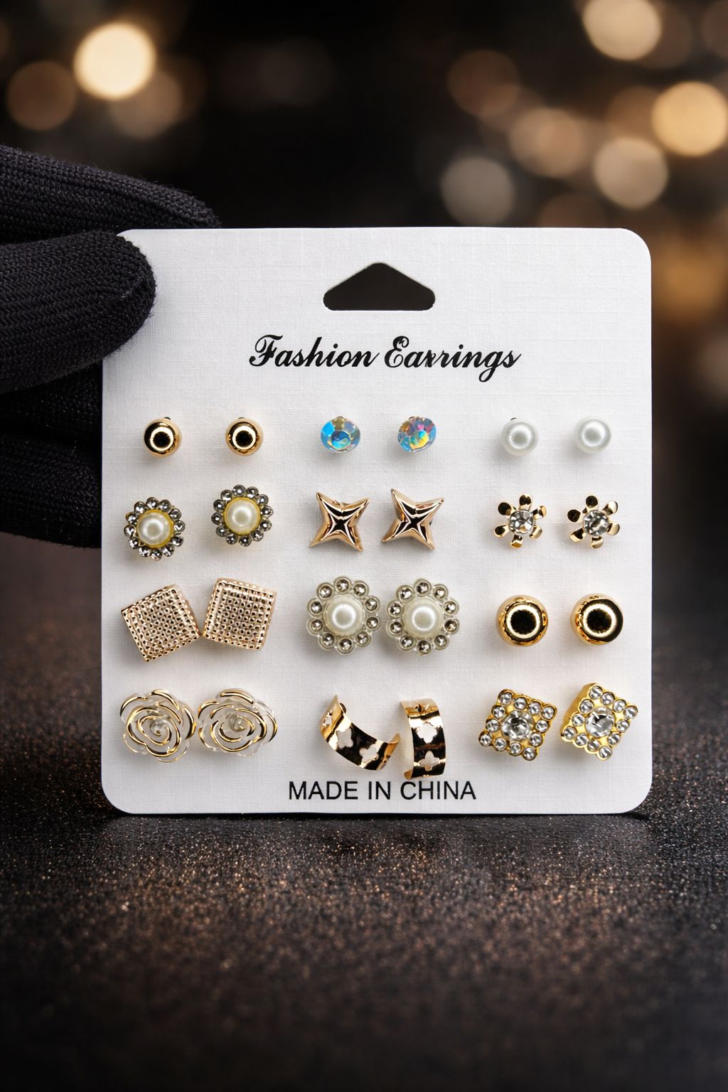 Fashion Stud Earrings Combo Pack | 12 Pairs Gold, Pearl & Crystal Earrings for Women