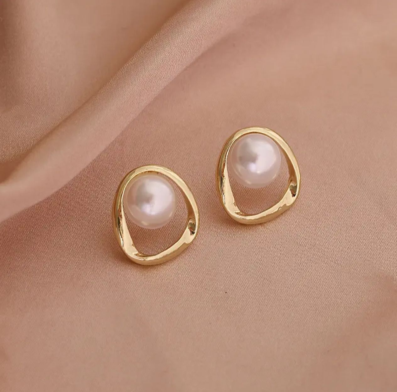 Minimalist Gold & Pearl Statement Stud Earrings