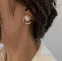 Minimalist Gold & Pearl Statement Stud Earrings