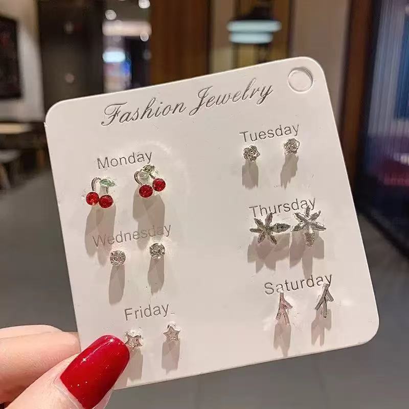 Jazz & Sizzle 6 Pair Stud Earrings Combo Set for Women & Girls