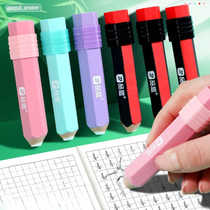Set of Colorful Pencil Erasers with a Hand Holding a Pink Eraser - Tinyminymo