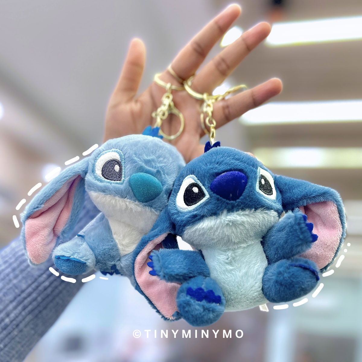 Two Cute Stitch Fluffy Keychains - Tinyminymo
