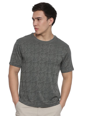 Slayz Jacquard Round Neck T-Shirt RTPJ