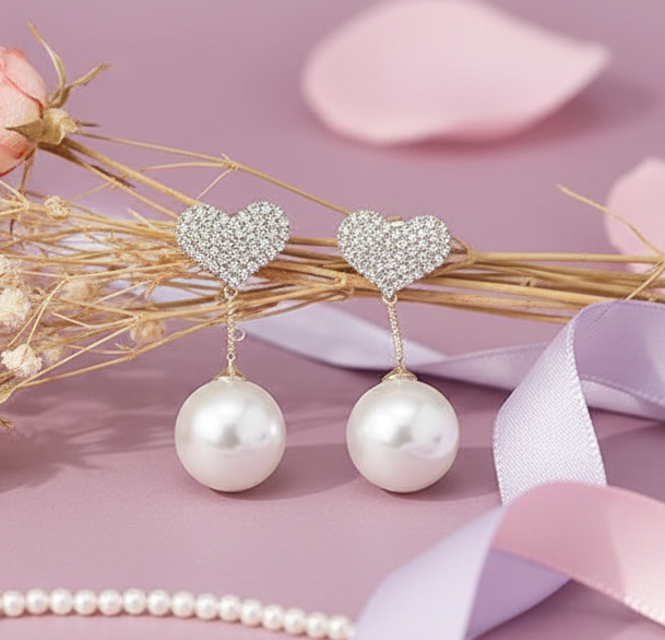 Jazz And Sizzle Needle Pearl Drop Dangle Earrings for Women