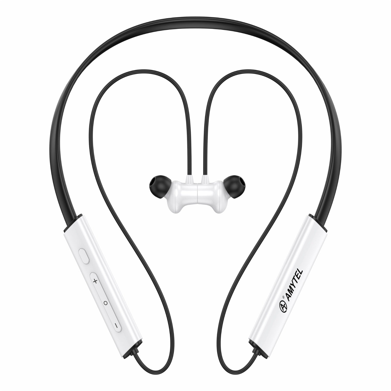 Amytel Buds Wireless Neckband Earphones with 40H Playtime, ANC & Low Latency (White)