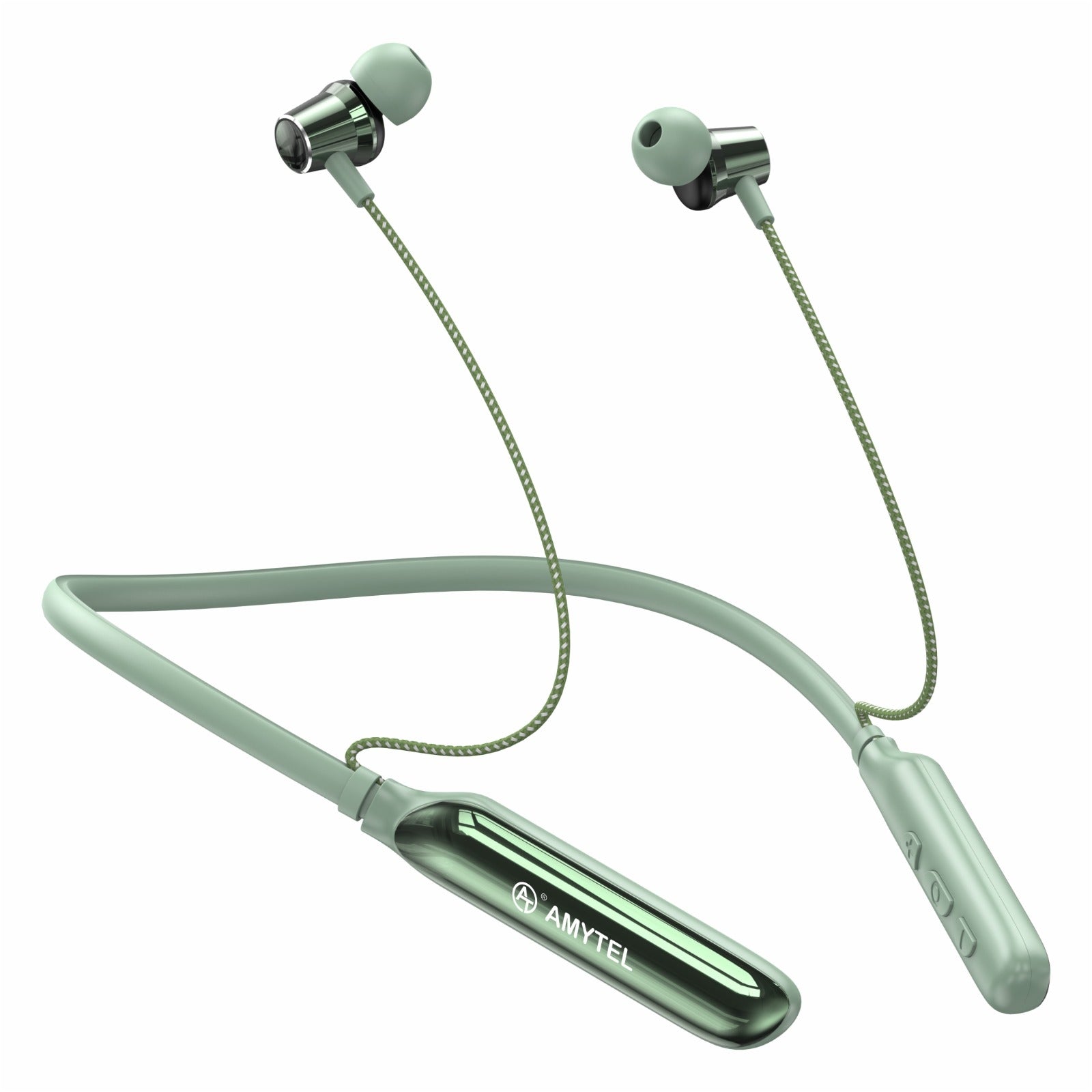 Amytel Shine Wireless Neckband Earphones | Bluetooth v5.4 | ENC Calling | 13mm Drivers | 750H Standby (Green)