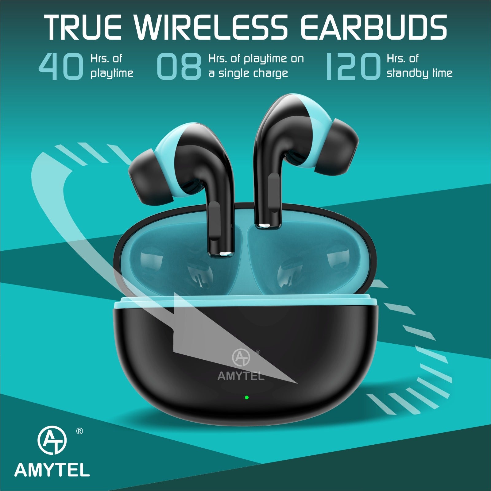 Amytel AeroPods V5.3 True Wireless Earbuds with 40H Playtime & Touch Controls