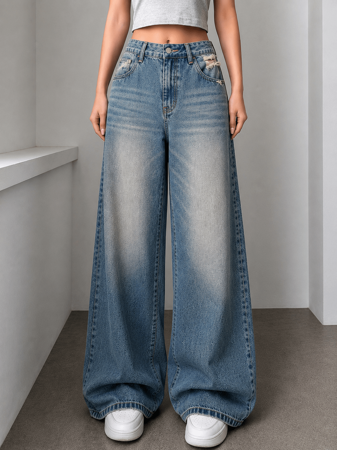 Cosmic Vintage Blue HighWaist Super Wide Leg Jeans