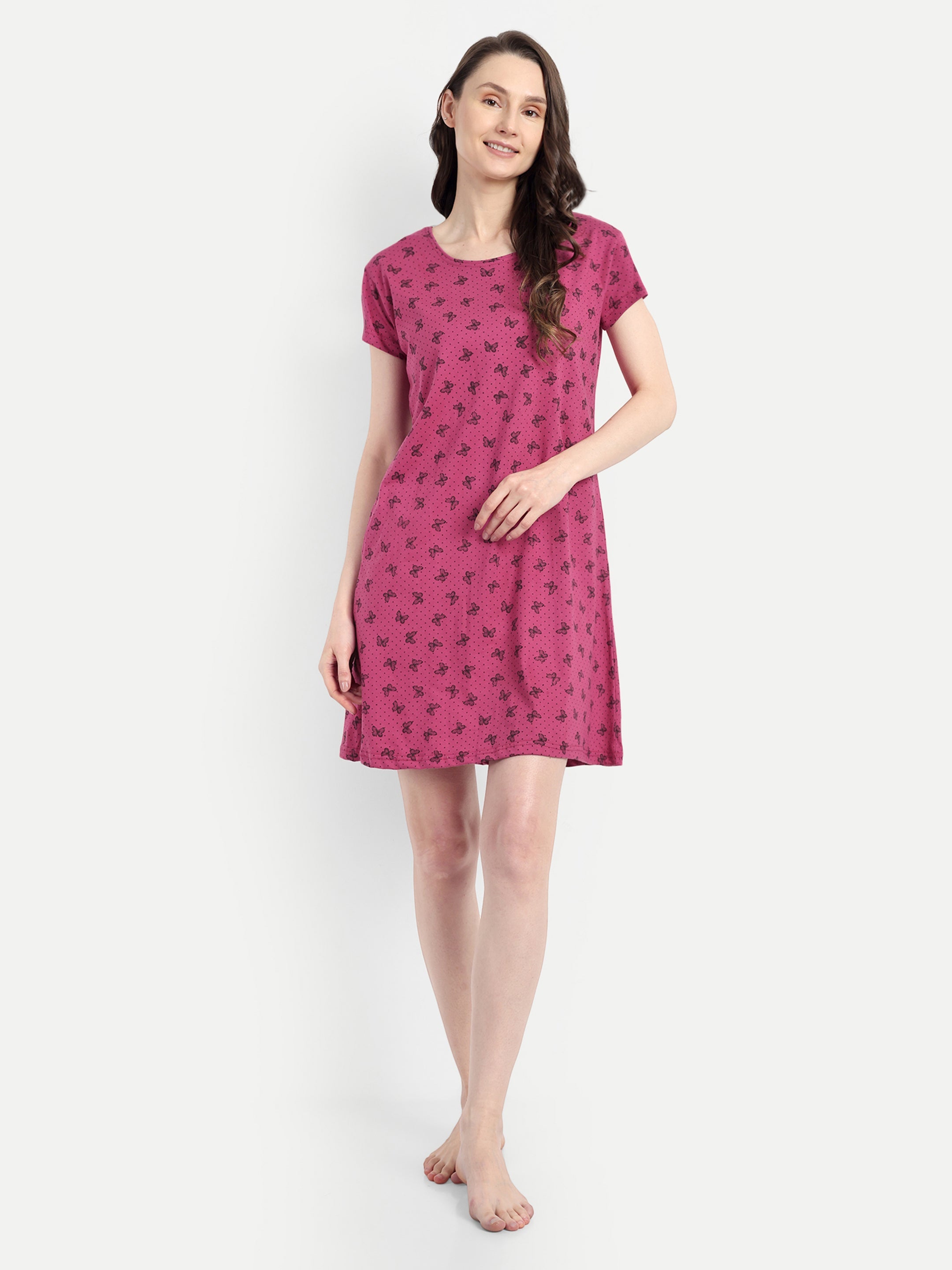 Women's Cotton Butterfly Night Dress (914)