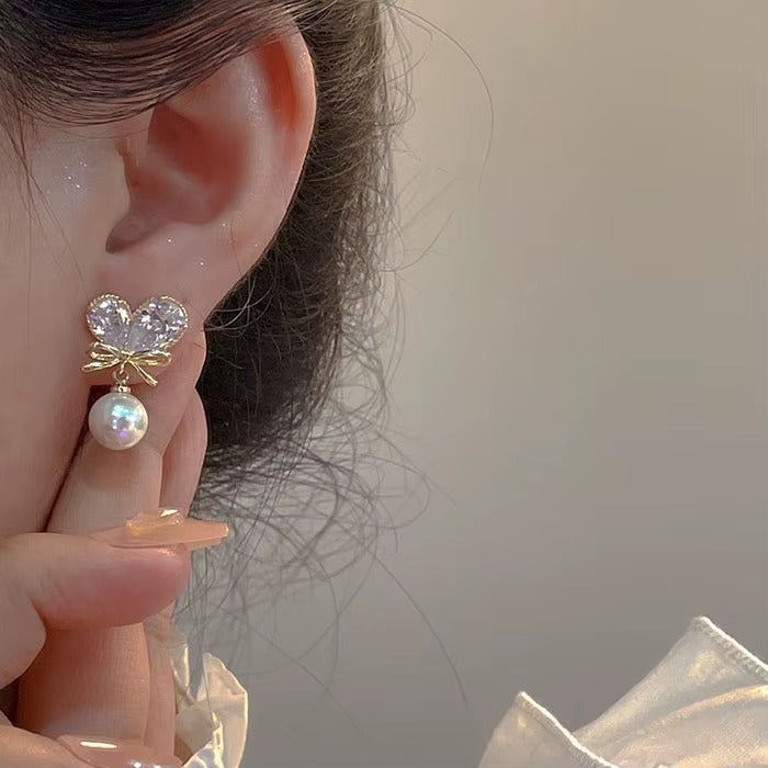 Korea Jewellery Earrings Trendy Low Price Gold Plated Jewelry Dinty Pearl Charm Beautiful Earings