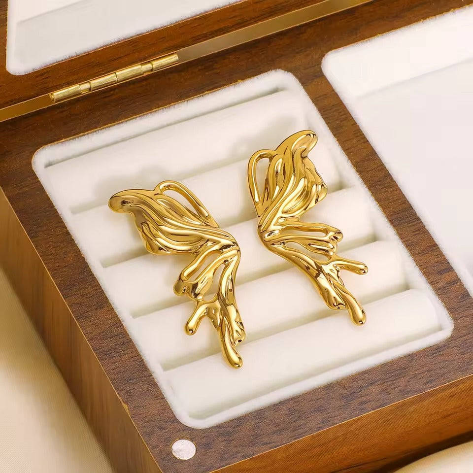 Trendy Stainless Steel Butterfly Earrings for Women Gold Plated Exquisite Pair Cute Style