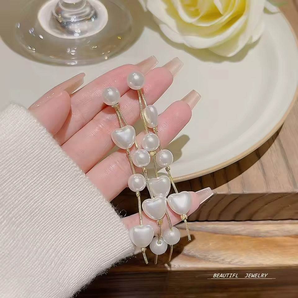 Elegant Tassel Drop Earrings Flower Design Long Style