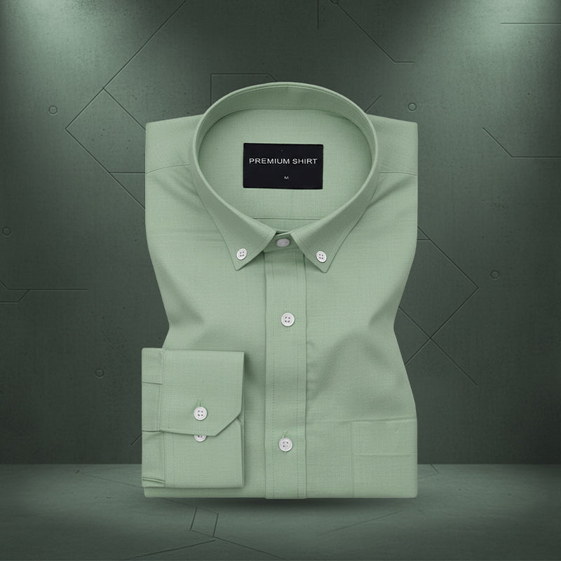 Oxford Cotton Sea Green Shirt For Men