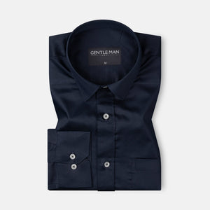 Deep Navy blue shirt with 'Gentle Man' label on a light gray background