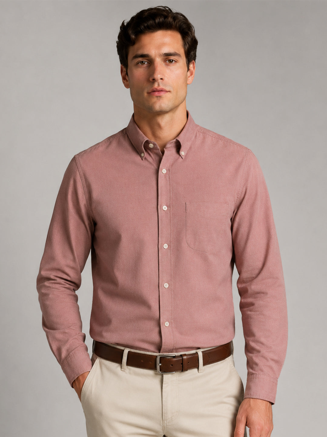 Oxford Cotton Maroon Shirt For Men