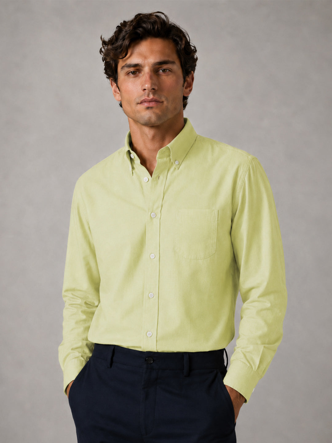 Oxford Cotton Lime Green Shirt For Men