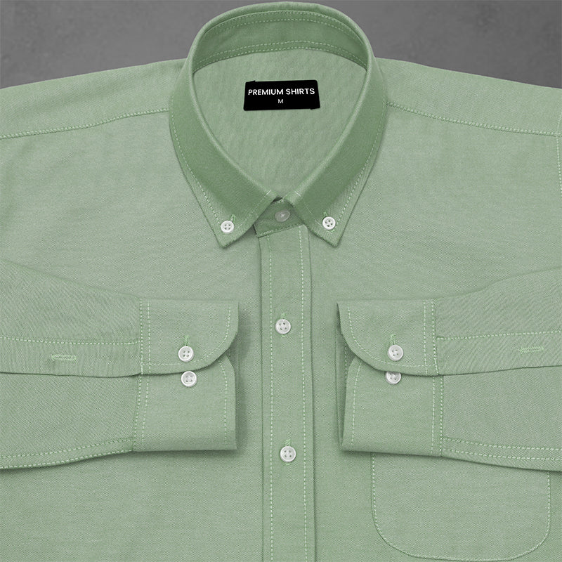Oxford Cotton Sea Green Shirt For Men