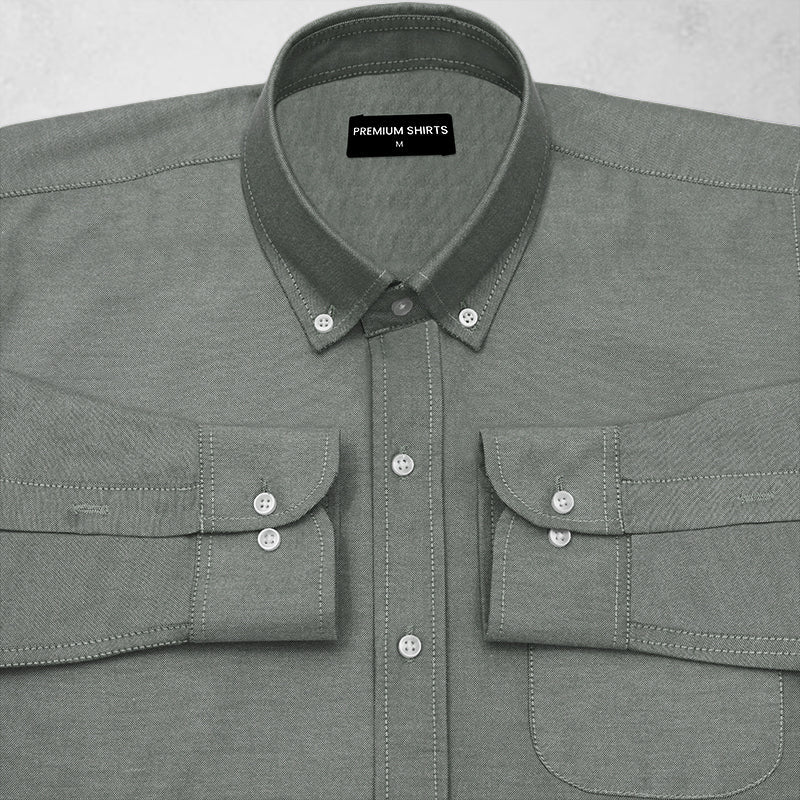 Oxford Cotton Olive Shirt For Men