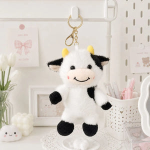Cute Plush Cow Keychain in Black Color - Tinyminymo