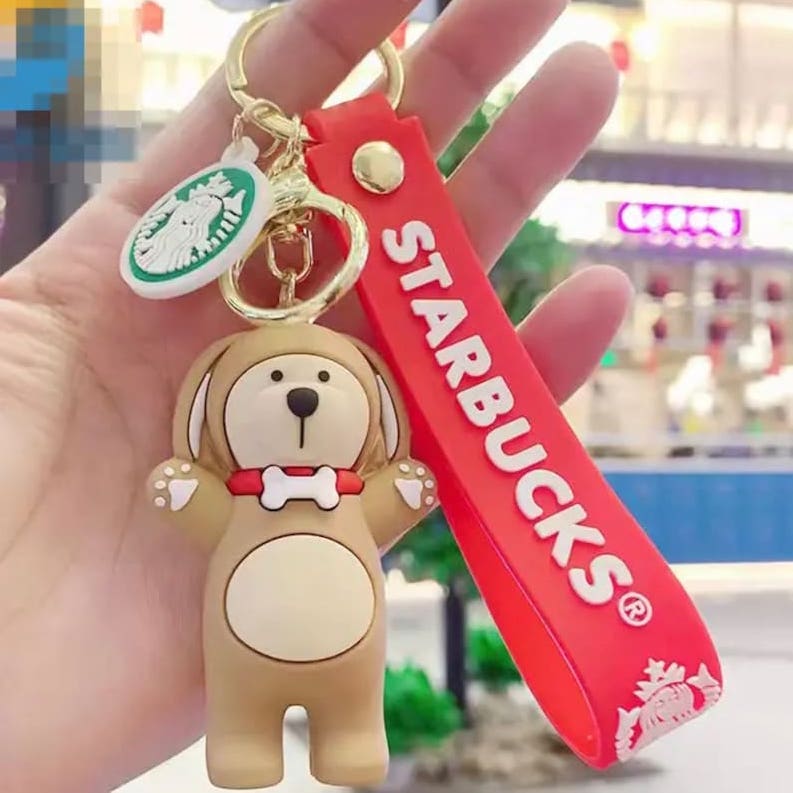 3D Starbucks Coffee Dog Keychain