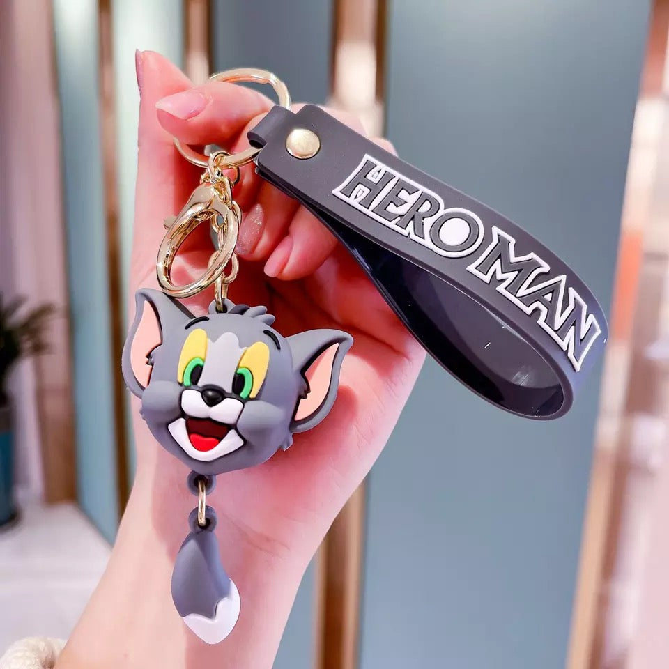 3D Tom and Jerry Face Keychain