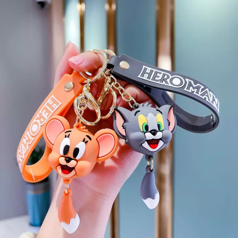 3D Tom and Jerry Face Keychain