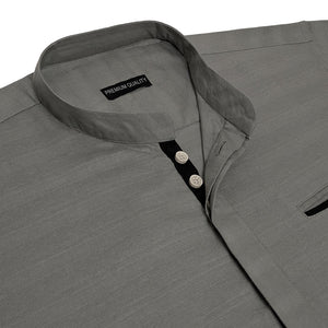 Urban Fit Grey Short Linen Kurta For Men
