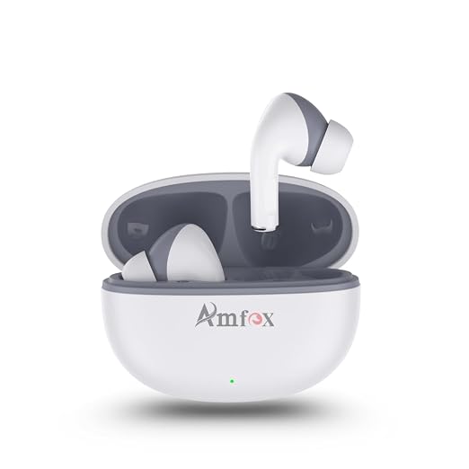 Amfox Raaya TWS Earbuds, 42 Hours Play Time, 4 Mic ENC, Complex Film Speakers, True Sound, 350 mAh Battery, IC Protection, 5.4v Bluetooth, 20Hz-20 KHz Frequency Response, IP65 Protection
